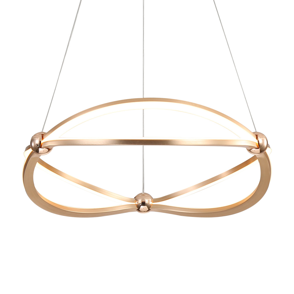 Wry Lighting Spirale Integrated LED 19in Chandelier in Anodized Gold